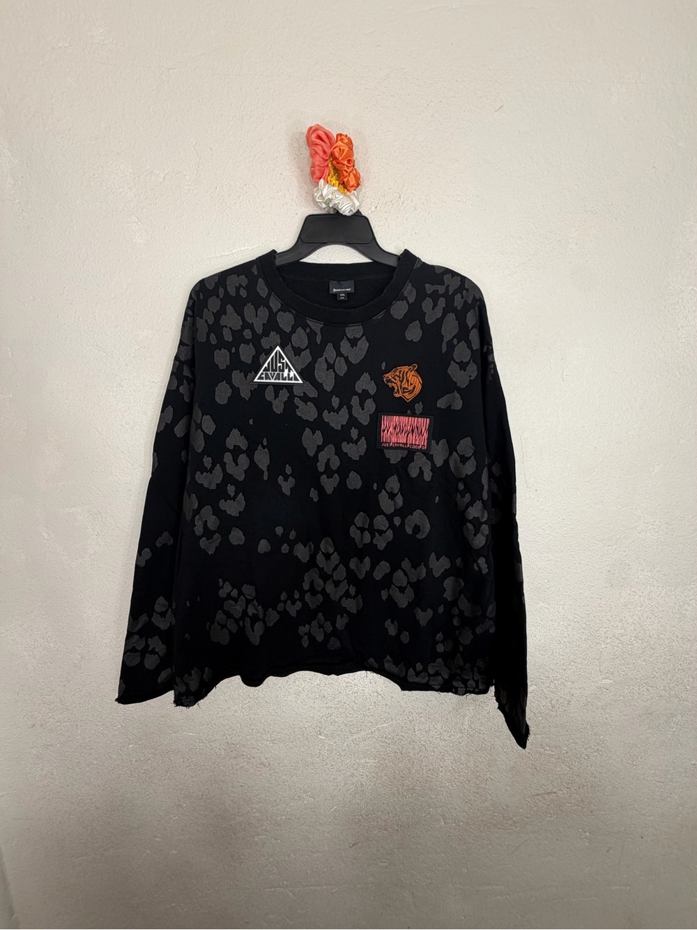 Just Cavalli Graphic Leopard Sweatshirt XXL Black Authentic Made in Italy